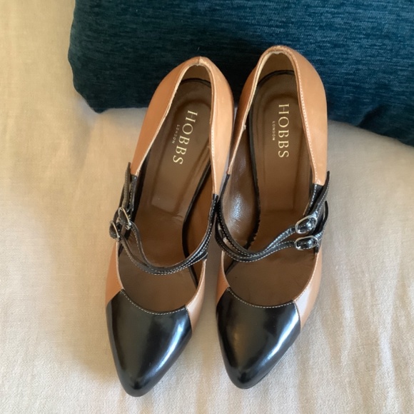 Hobbs Draycott Colourblock Mary Jane High Heel Courts Caramel Black Size 8 - Picture 6 of 12